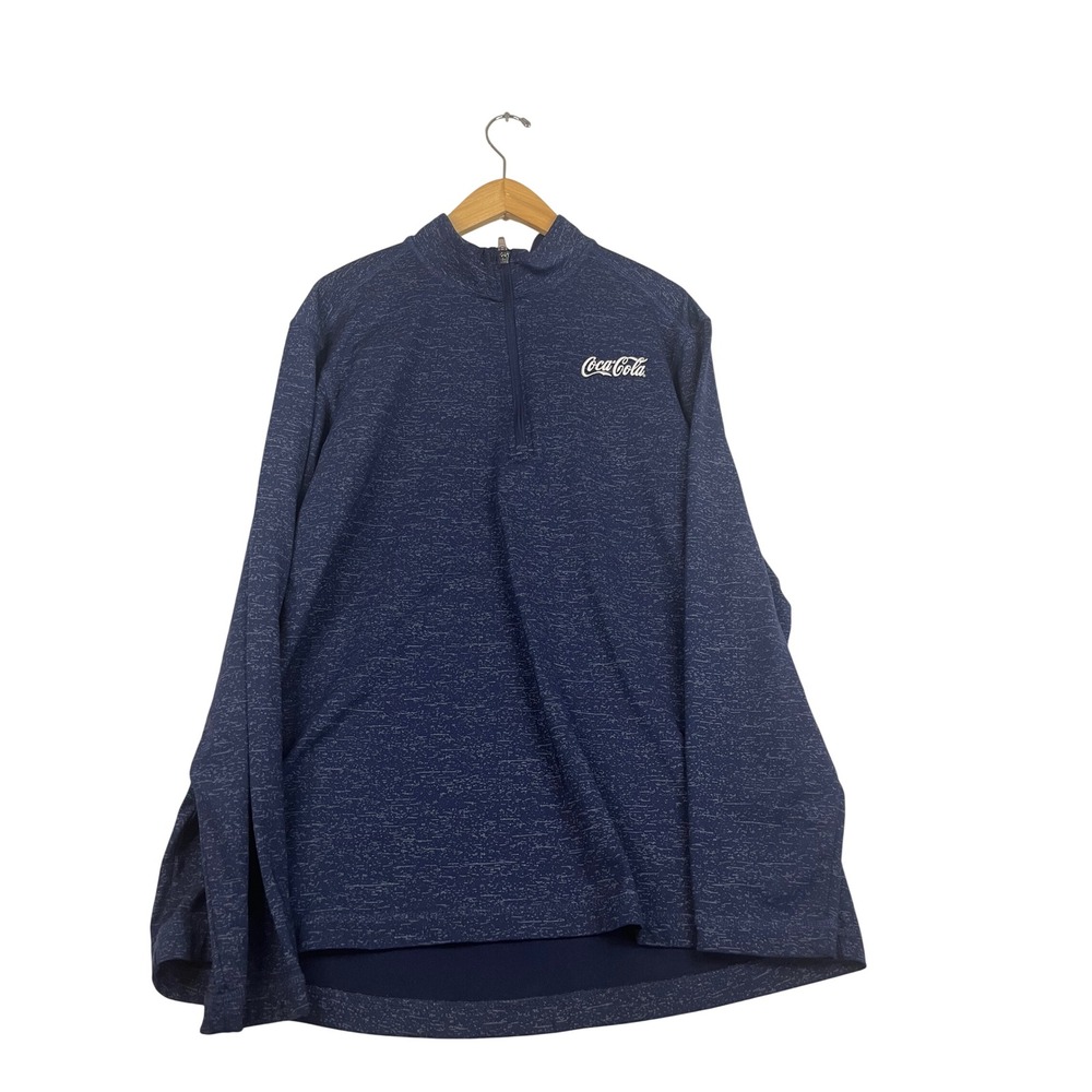 Sport-Tek Coca-Cola Mens Large Navy Blue Heather Quarter Zip Pullover Sweatshirt